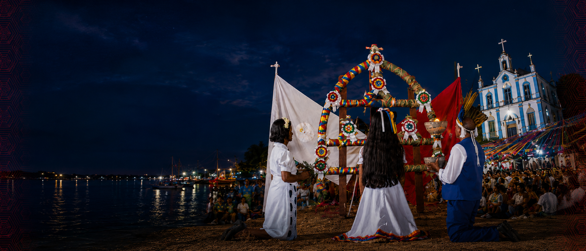 Rito tradicional do Sairé à noite, em Alter do Chão